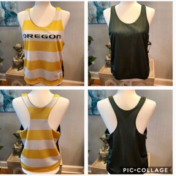 University of Oregon Reversible Stripe Solid Jersey Racerback Mesh Tank Top Sz M - Picture 1 of 7